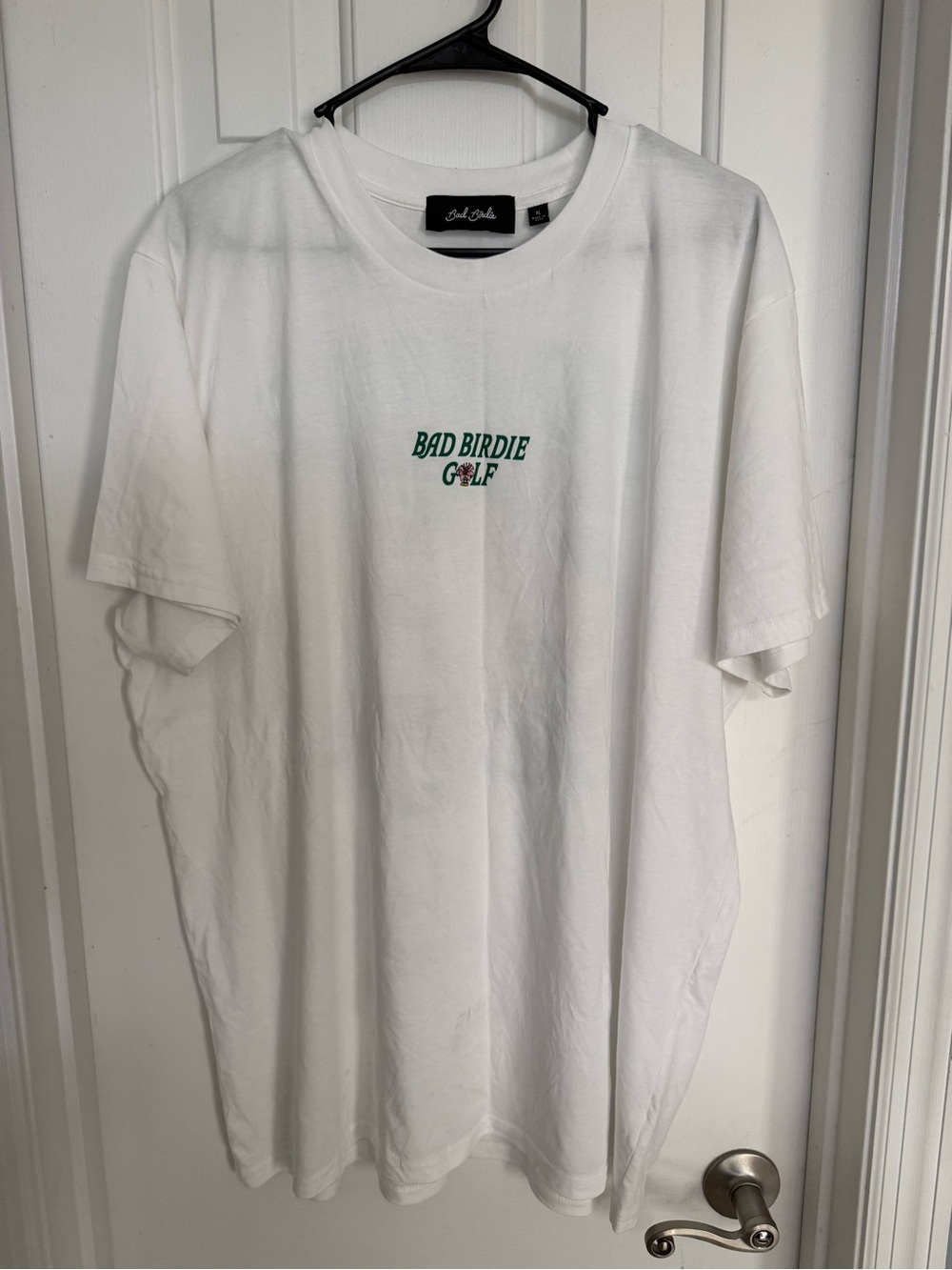 Bad Birdie White Short Sleeve T-Shirt with Green Logo
